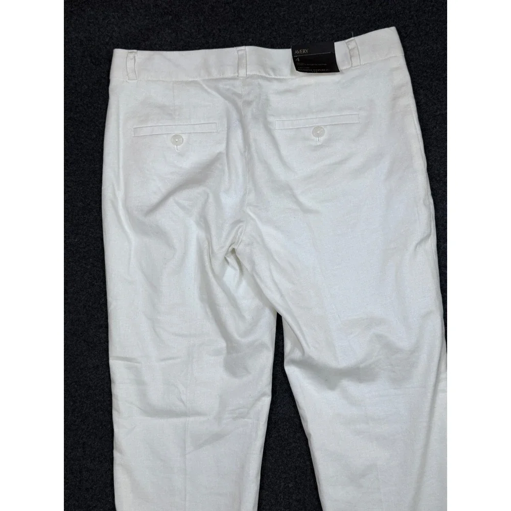 Banana Republic Avery Linen Blend Ankle Pants Women 4 White Straight Leg New Tag